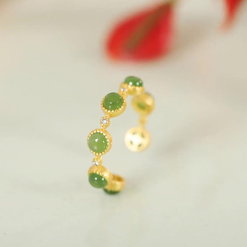 Cyan Jade Healing Calm Adjustable Ring