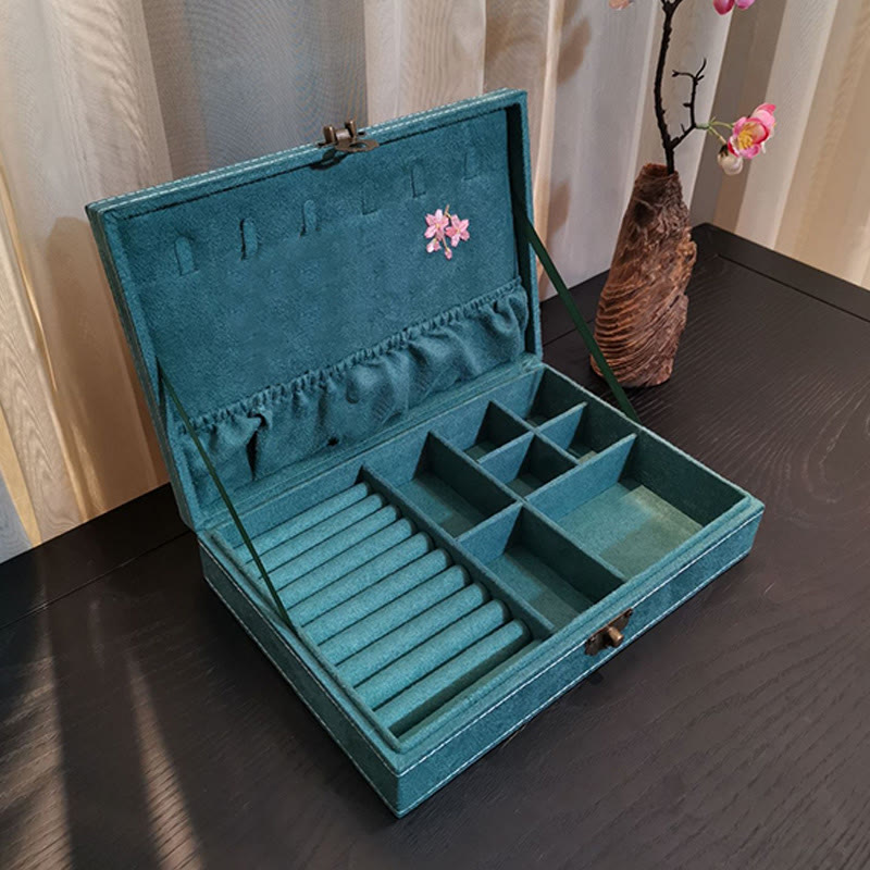 Floral & Dragonfly Flannel Single Layer Jewelry Organizer Box