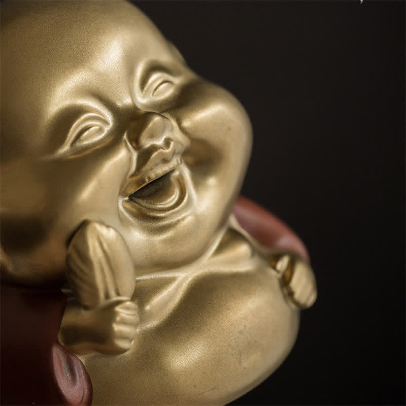 Handcrafted Ceramic Laughing Buddha Healing Incense Burner for Meditation