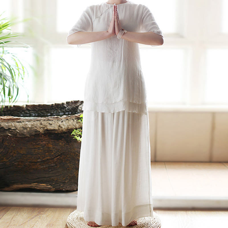 Vintage Yoga Zen Prayer Spiritual Meditation Practice Plain Color Clothing Women's Set