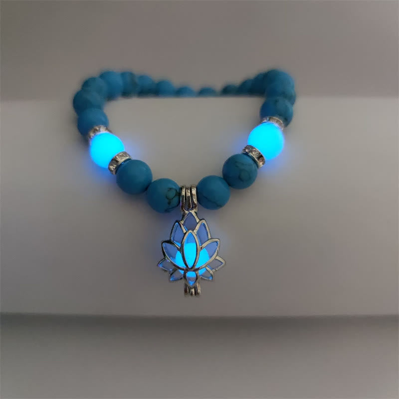 Tibetan Turquoise Glowstone Luminous Bead Lotus Protection Bracelet