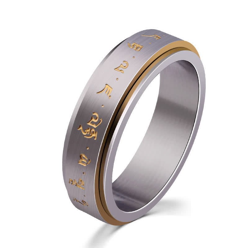 Minimalist Rotatable Mantra Titanium Steel Kinetic Balance Ring