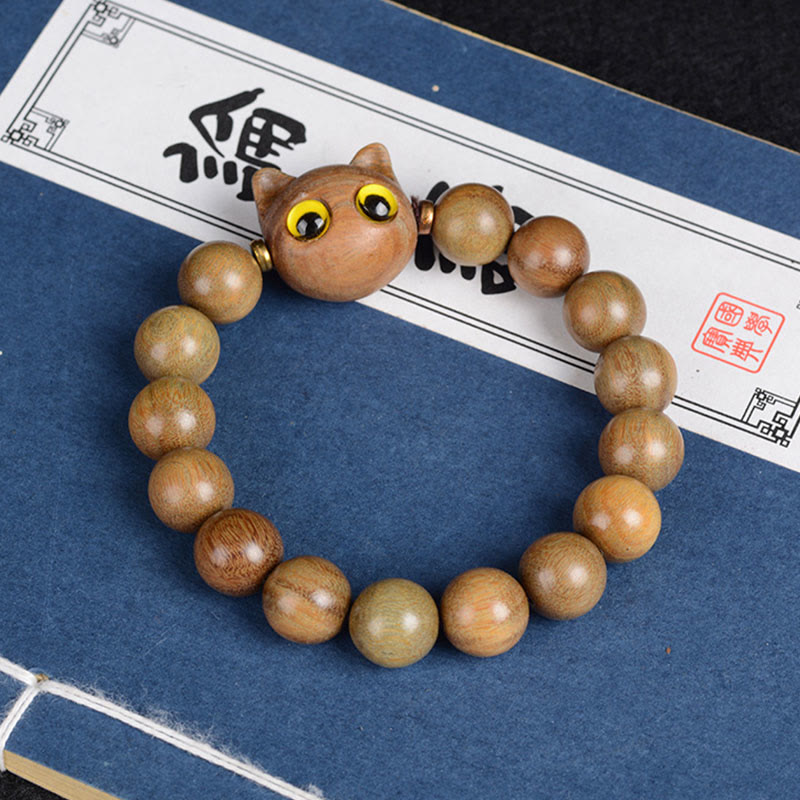 Ebony Wood Green Sandalwood Red Sandalwood Lovely Cat Balance Bracelet