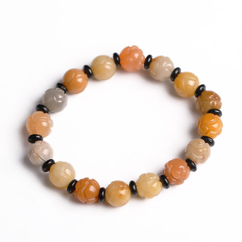 Golden Silk Jade Lotus Beaded Bracelet for Mindfulness