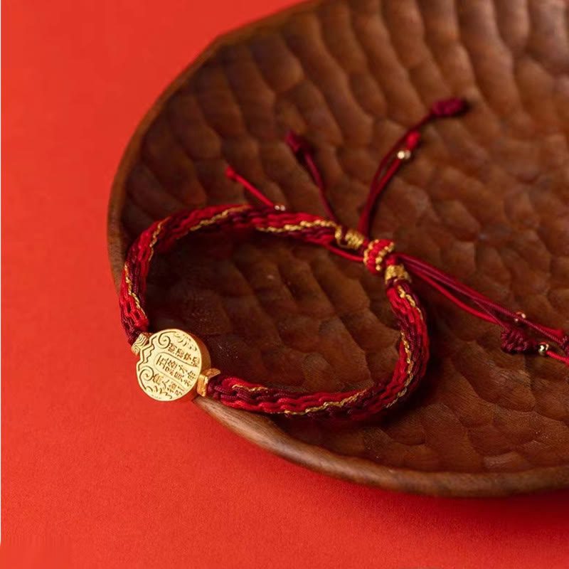 Five Directions Gods of Wealth Handmade Reincarnation Knot Protection String Braid Bracelet