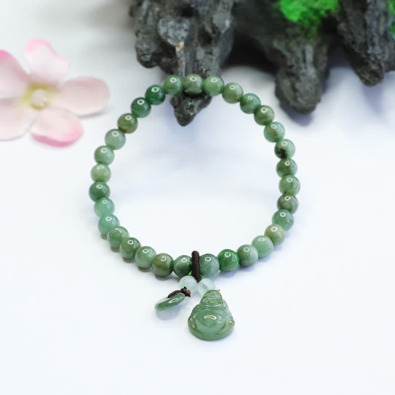 Laughing Buddha Cyan Jade Healing Bracelet