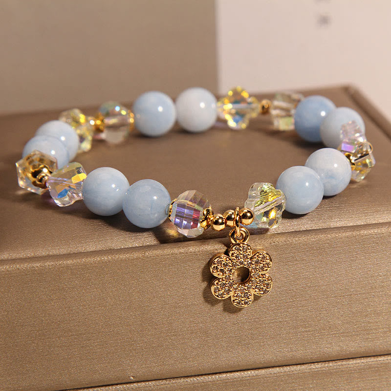 Natural Aquamarine Flower Healing Crystal Bracelet
