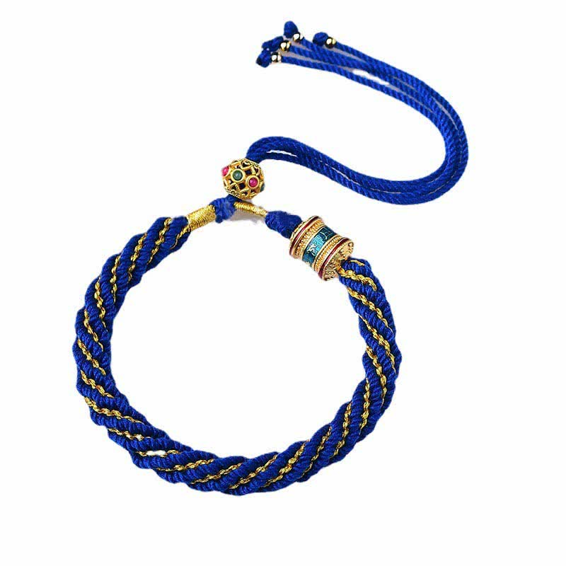 Handmade Tibetan Prayer Wheel & Endless Knot Braided Red String Bracelet