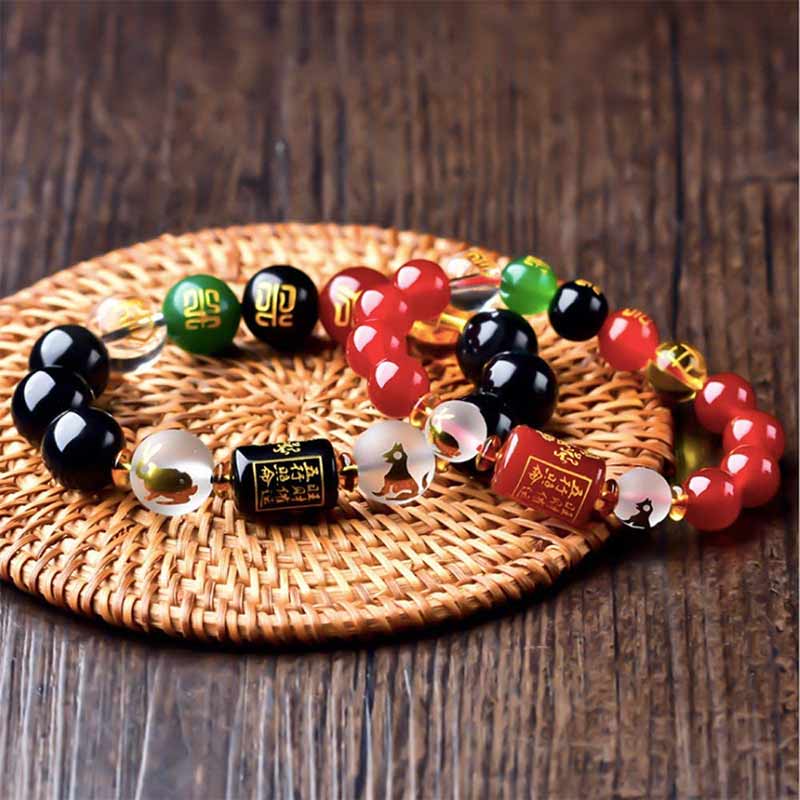 Chinese Zodiac Feng Shui Obsidian Five-Element Wealth Porsperity Bracelet