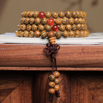 108 Mala Beads Bodhi Seed Red Agate Auspiciousness Bracelet
