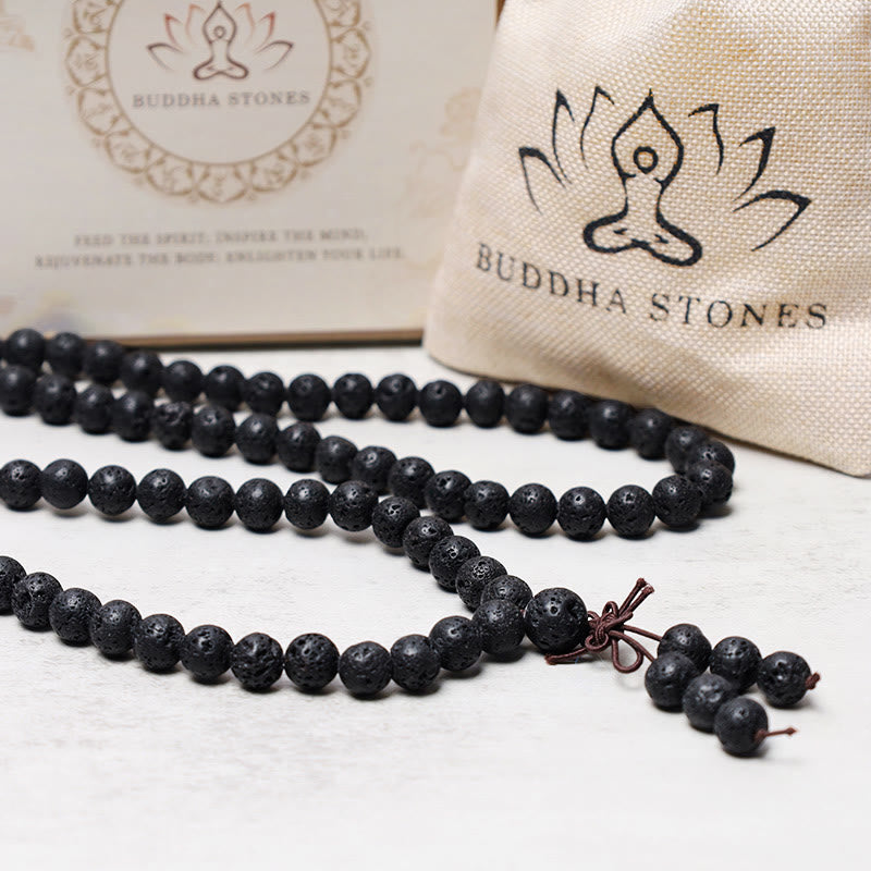 Natural 108 Lava Stone Beads Multi-Wrap Prayer Mala Bracelet Necklace