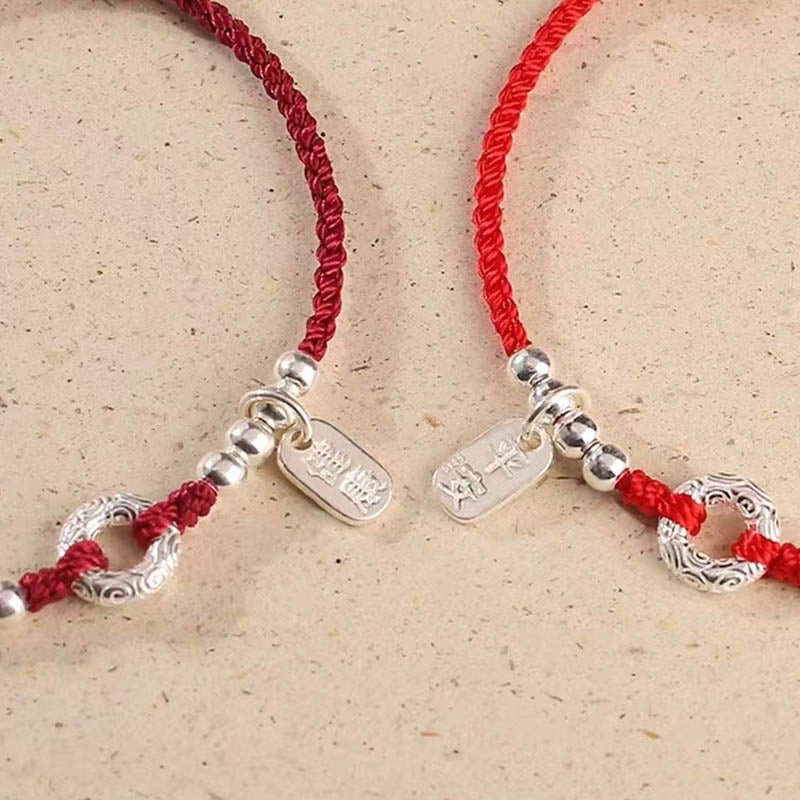 925 Sterling Silver Auspicious Clouds Peace Buckle Safe And Sound Bracelet Anklet