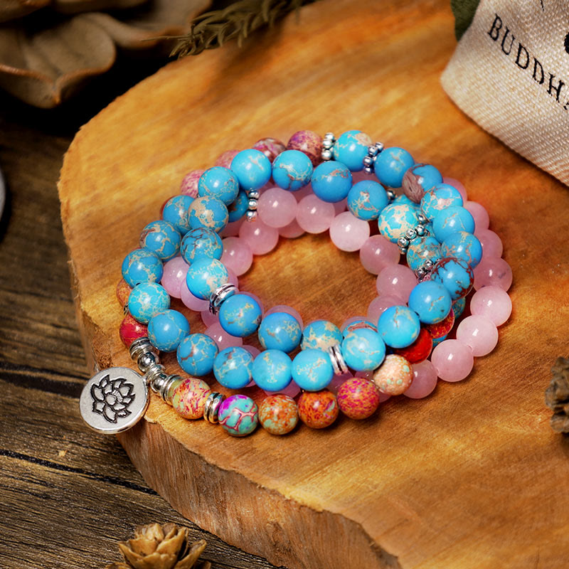 Tibetan Purple Miano Real Bead Harmony Lotus Mala