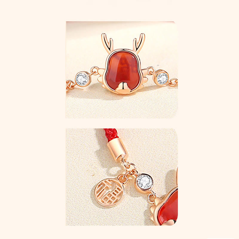 ❗❗❗A Flash Sale- 925 Sterling Silver Year of the Dragon Natural Red Agate Dragon Attract Fortune Fu Character Strength Bracelet Necklace Pendant Earrings