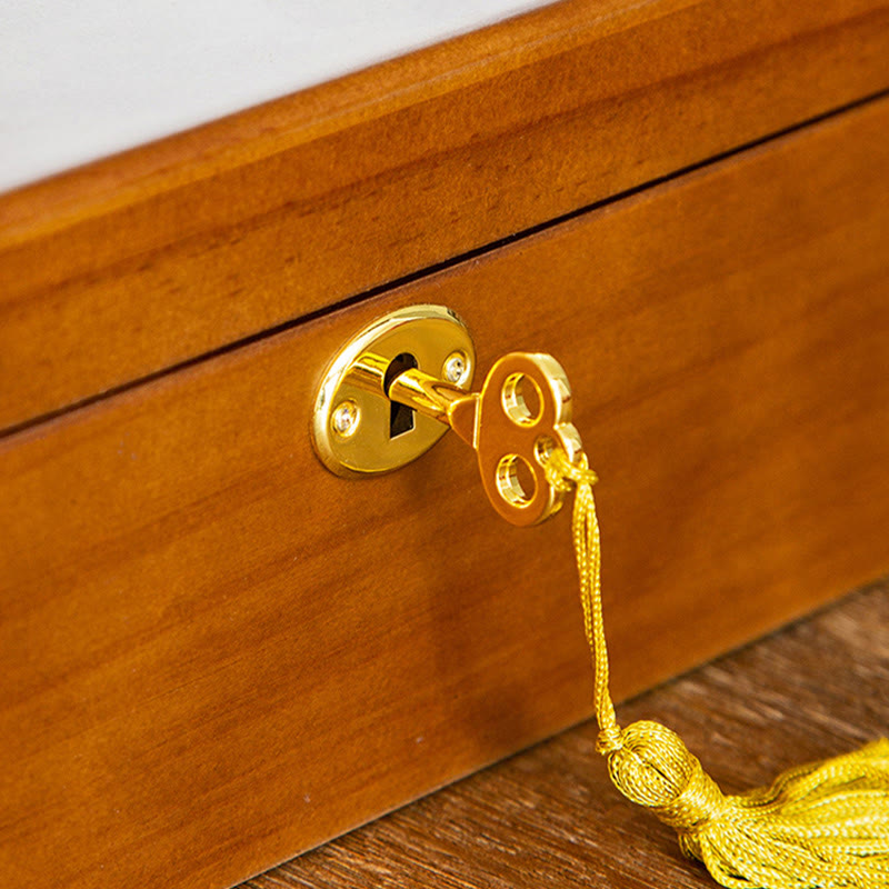 Vintage Wooden Jewelry Box Two-Layer Solid Wood Jewelry Storage Box