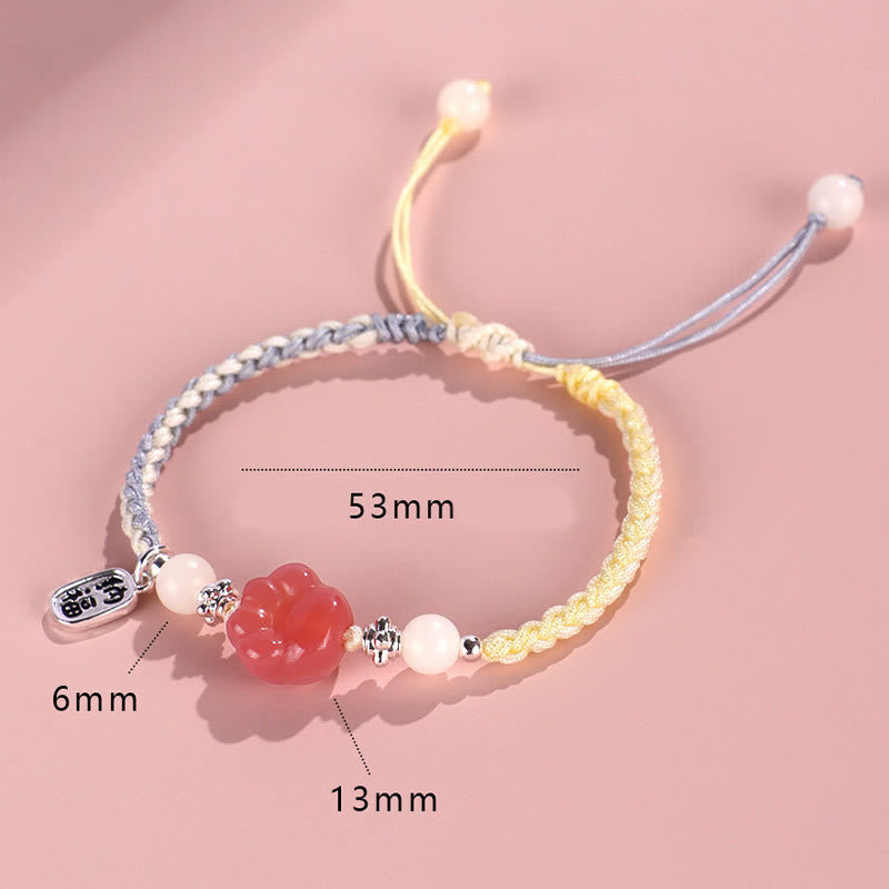 Yanyuan Agate Cat Claw Paw White Bodhi Seed Fu Character Positive Braided Rope Bracelet
