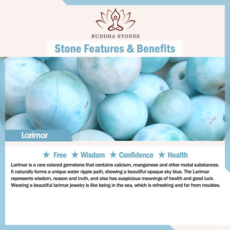 Natural Larimar Beaded Energy Bracelet with Caribbean Blue Gemstones