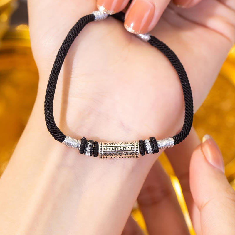 925 Sterling Silver Om Mani Padme Hum Wisdom Braided Rope Bracelet