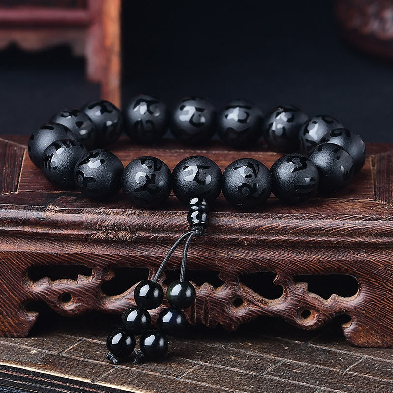 Om Mani Padme Hum Engraved Mantra Meditation Beaded Bracelet
