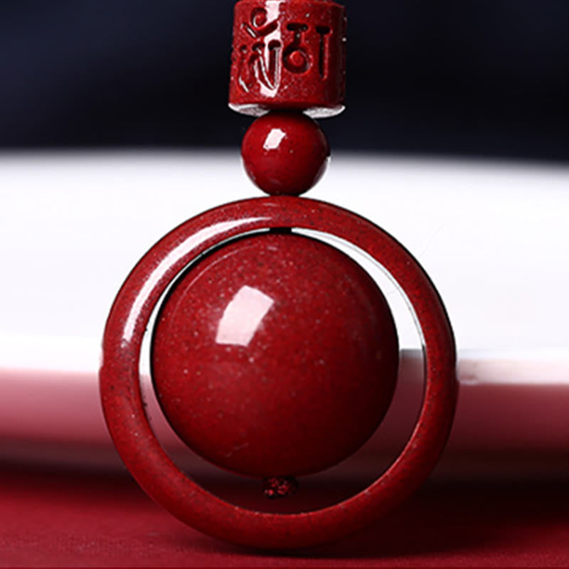 Cinnabar Om Mani Padme Hum PiXiu Blessing Lucky Bead Necklace Pendant
