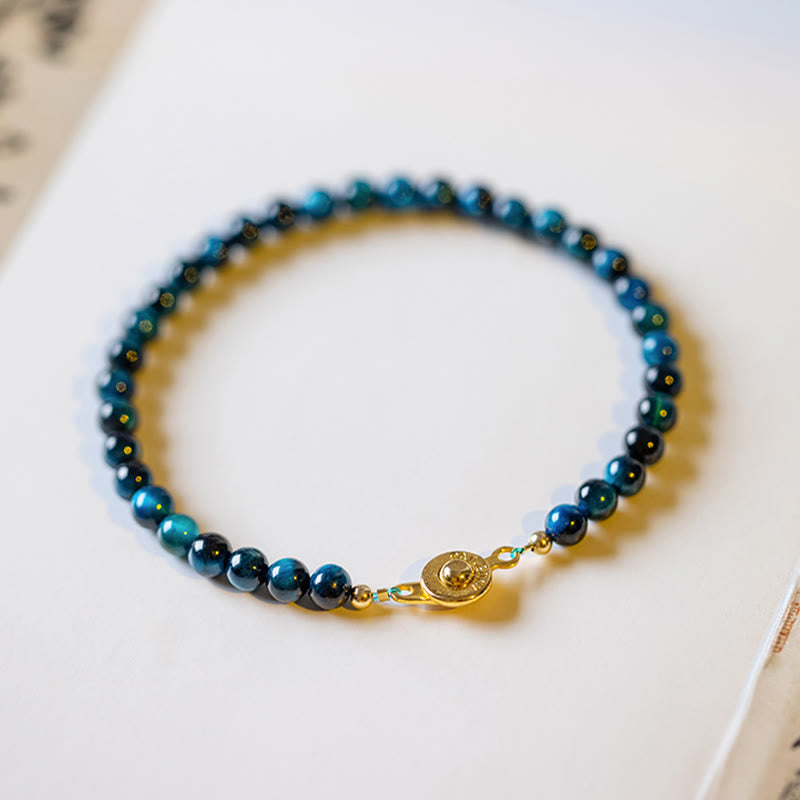 Natural Blue Tiger Eye Stone Protection Chain Bracelet