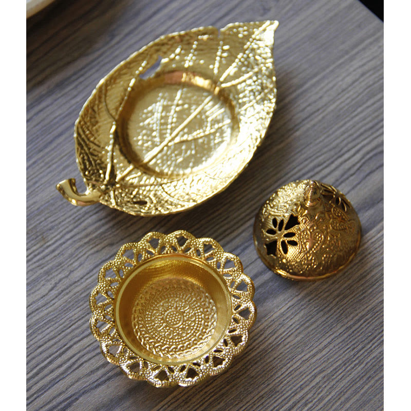 Tibetan Mini Leaf Meditation Incense Burner and Coaster