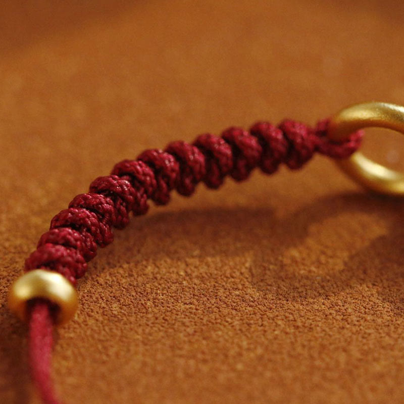 Alloy Peace Buckle Luck Red String Bracelet