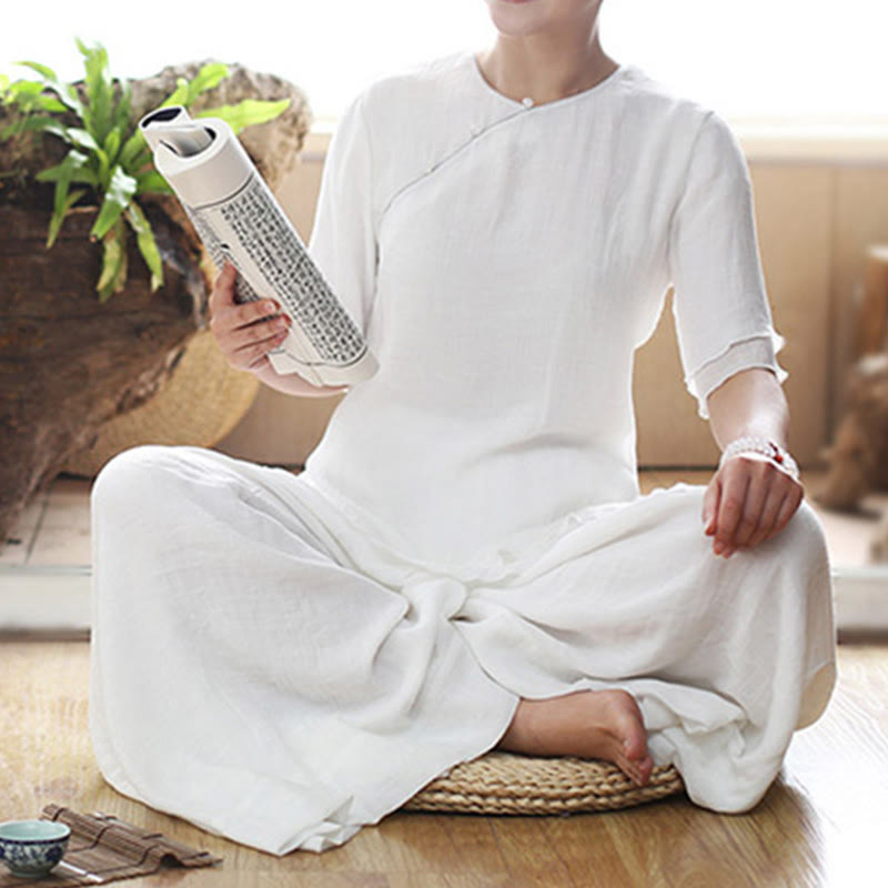 Vintage Yoga Zen Prayer Spiritual Meditation Practice Plain Color Clothing Women's Set