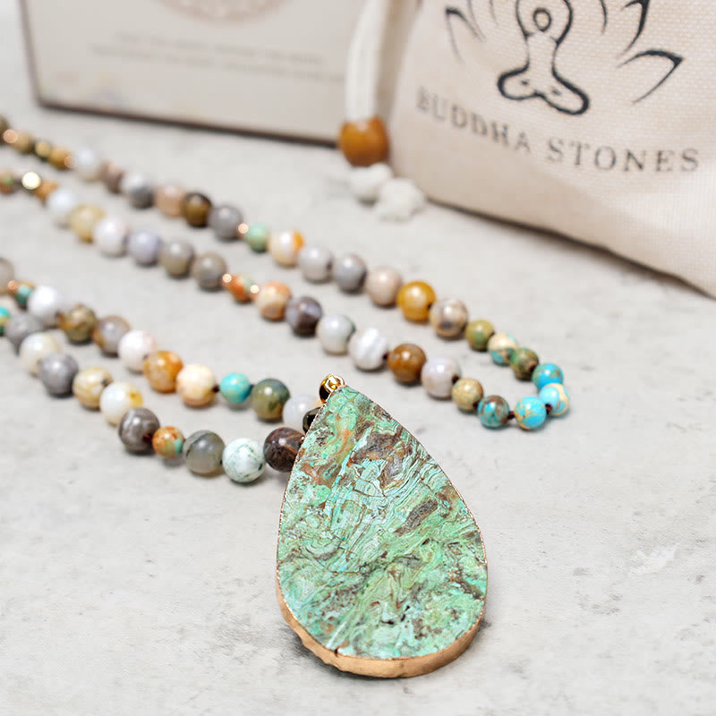 Handmade Imperial & Picture Jasper Beaded Necklace with Unique Picasso Jasper Pendant