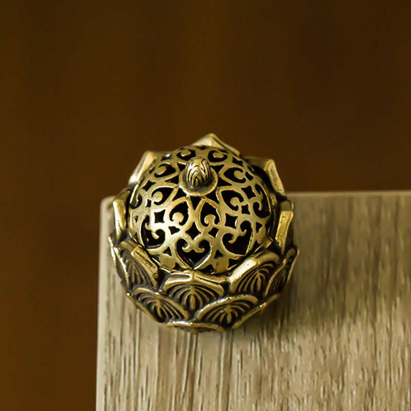 Tibetan Mini Lotus Pattern Copper and Brass Meditation Incense Burner