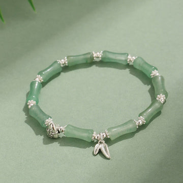 Green Aventurine Bamboo Fu Character Beaded Bracelet