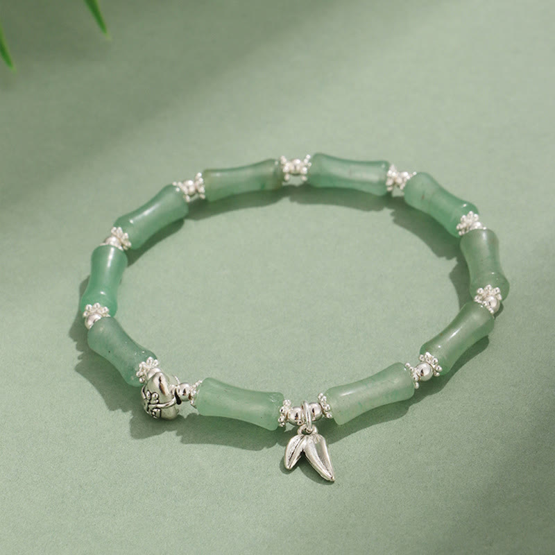 White Jade & Multi-Gemstone Copper Bamboo Fu Character Beaded Bracelet