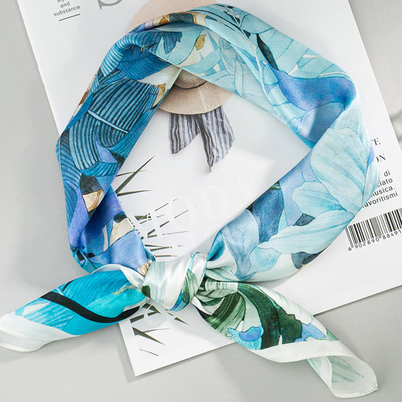 Jungle Oil Painting Auspicious Clouds 100% Mulberry Silk Scarf Premium Grade 6A Double-sided Silk Neck Scarf