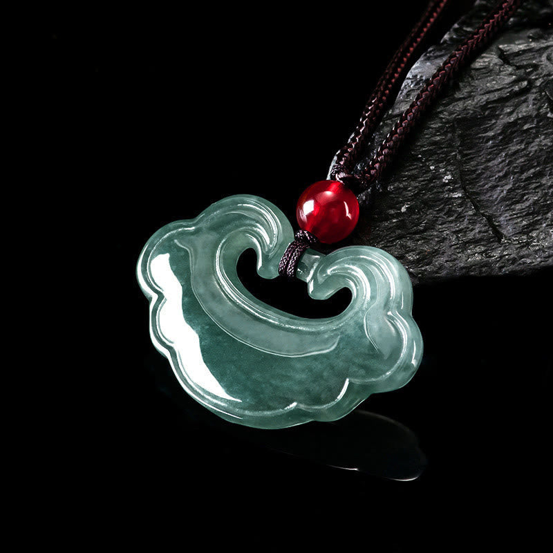 Natural Green Jade Chinese Lock Charm Luck Necklace Pendant
