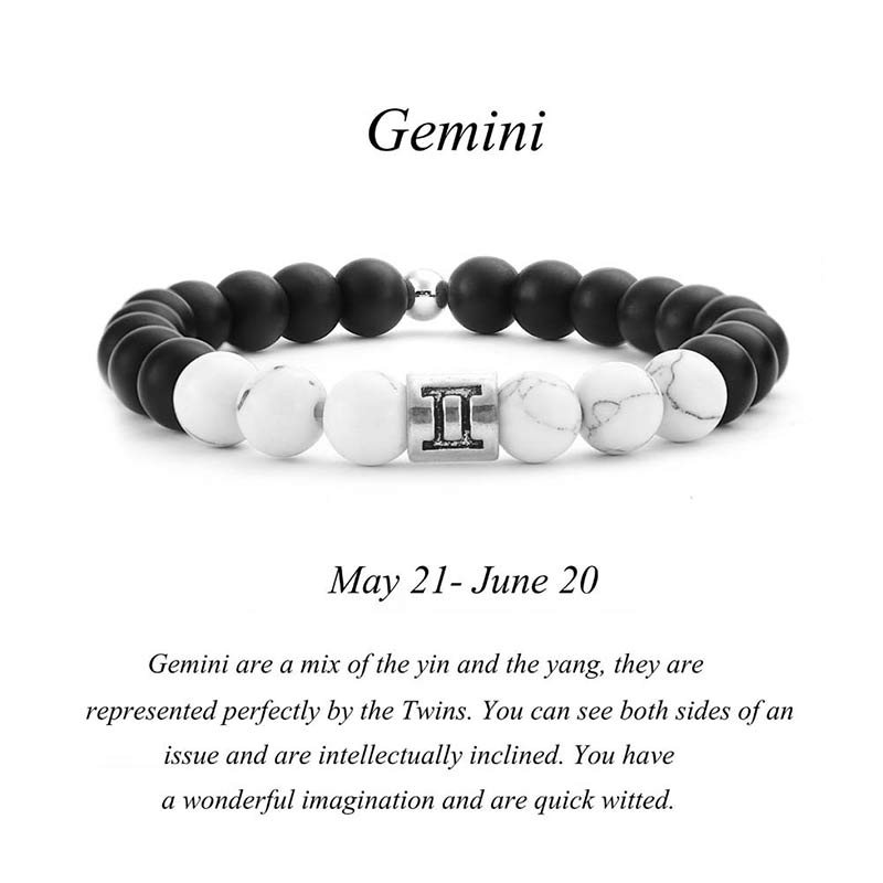 12 Constellations of the Zodiac Natural Frosted Stone White Turquoise Bead Fortune Bracelet