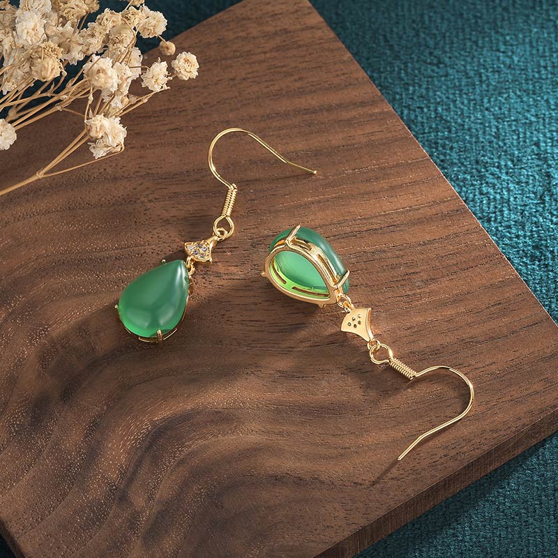 Cyan Jade Luck Drop Earrings
