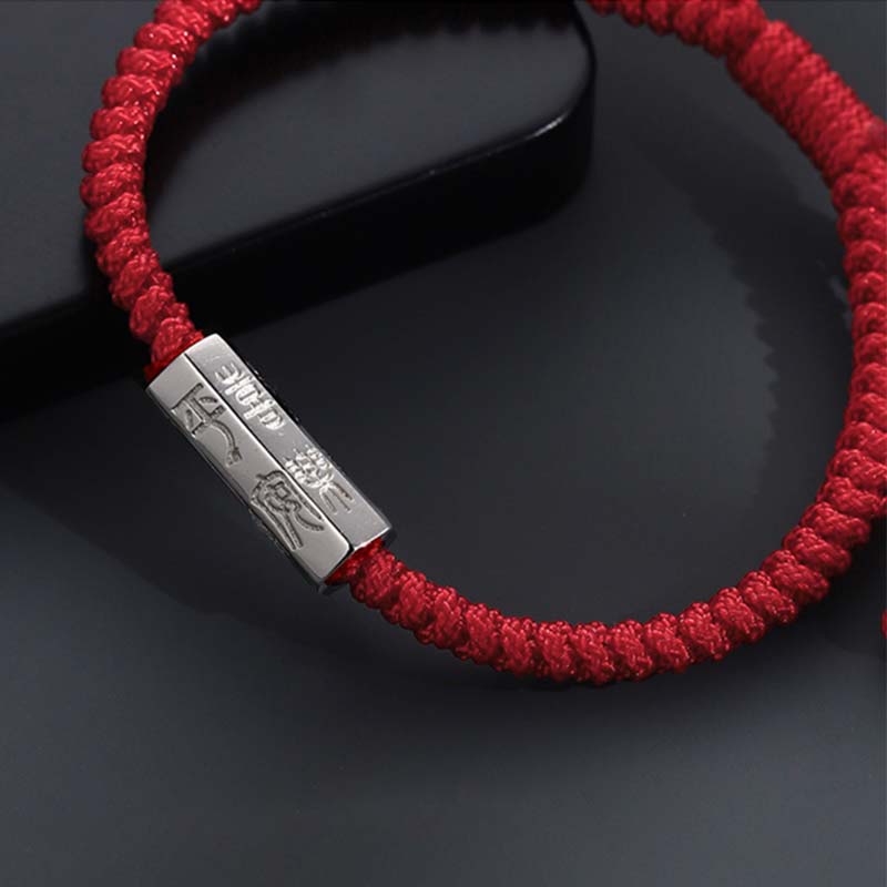 Custom Letter Engraving 925 Sterling Silver Braided Red String Bracelet
