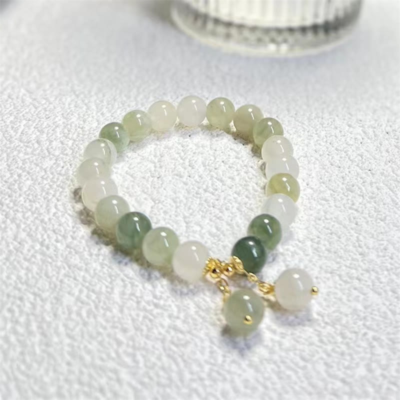 Natural Gradient Jade Abundance Luck Bead Charm Bracelet