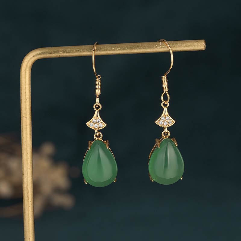 Cyan Jade Luck Drop Earrings