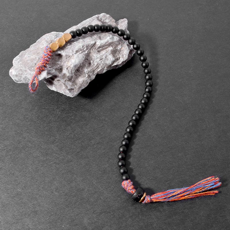 Handmade Tibetan Black Onyx Tassel Bracelet