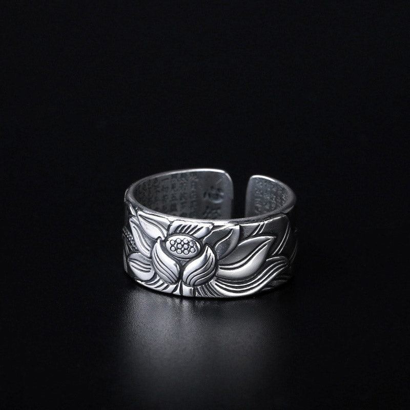 Tibetan Lotus White Copper Enlightenment Ring
