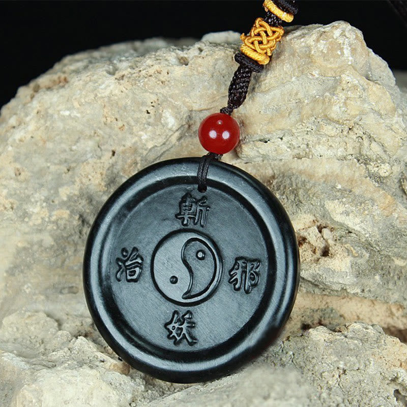 Natural Hetian Cyan Jade Yin Yang Luck Harmony Necklace Pendant