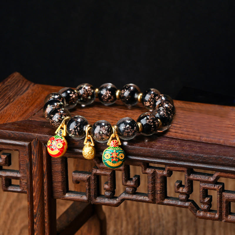 Handmade Luminous Liuli Glass Pixiu Gold Swallowing Beast Success Bracelet
