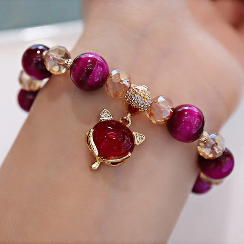 Red Tiger Eye PiXiu Fox Protection Self Confidence Bracelet