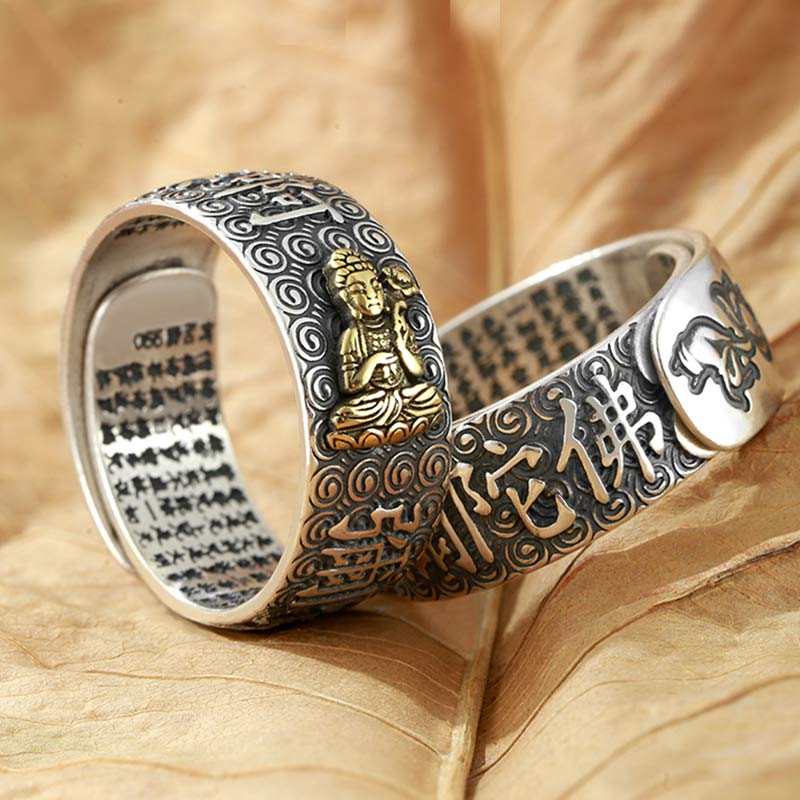 Chinese Zodiac Natal Buddha Wealth Luck Adjustable Ring