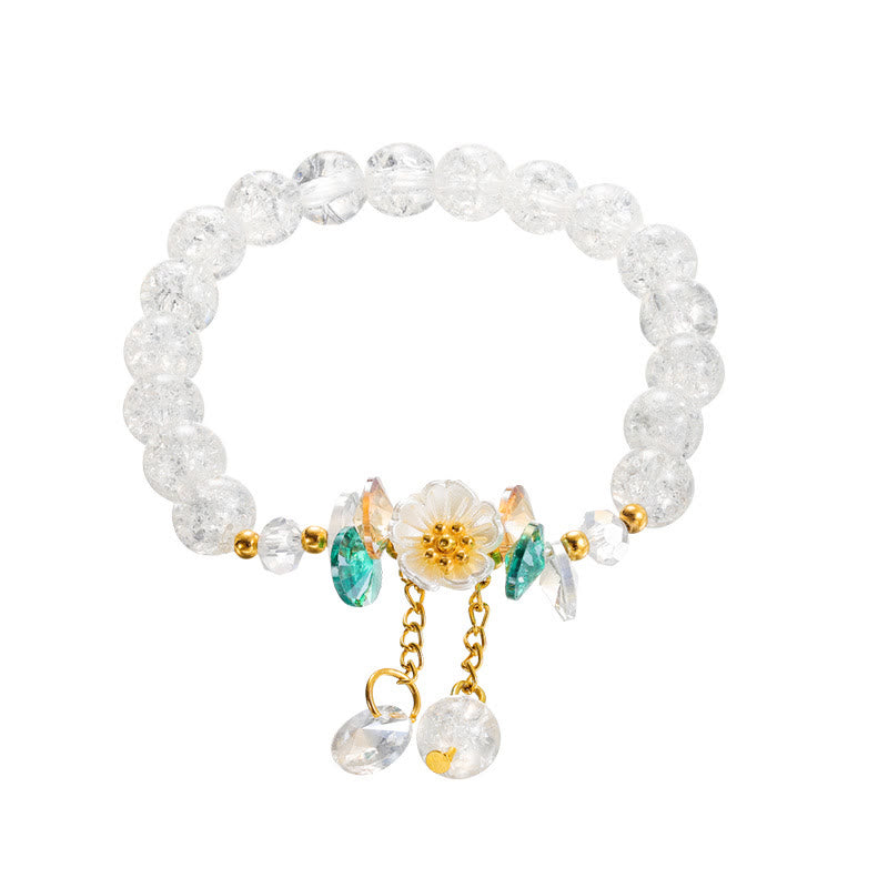 Simple Design Flower Charm Glass Bead Bracelet