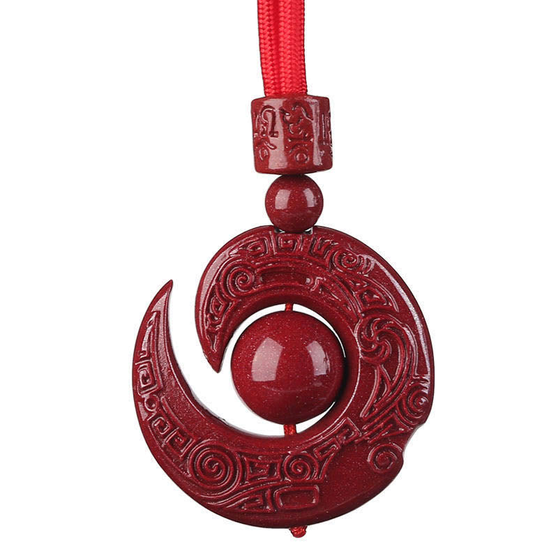 One's Luck Improves Design Patern Natural Cinnabar Concentration Necklace Pendant
