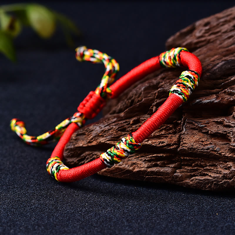 Tibetan Handmade Braided Vajra Knot Red String Bracelet