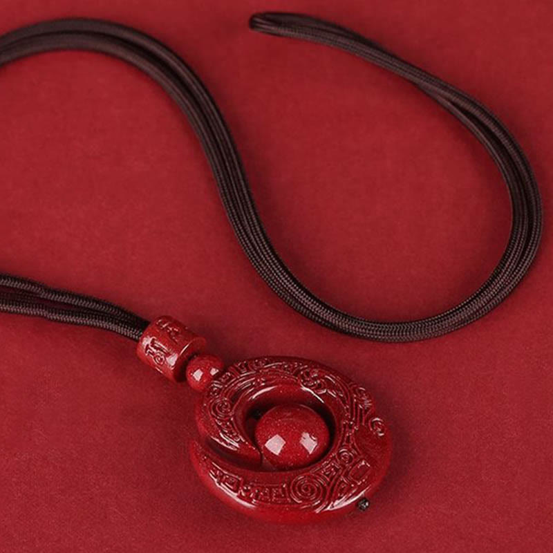 One's Luck Improves Design Patern Natural Cinnabar Concentration Necklace Pendant