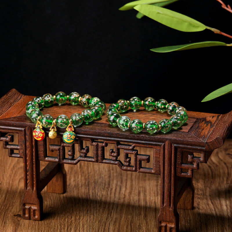 Handmade Luminous Liuli Glass Pixiu Gold Swallowing Beast Success Bracelet